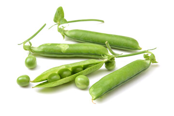 Fresh peas isolated on white background 