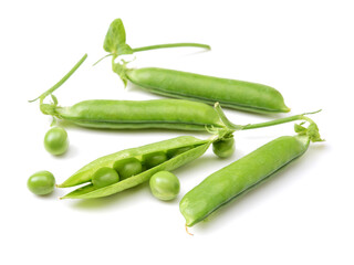 Fresh peas isolated on white background 