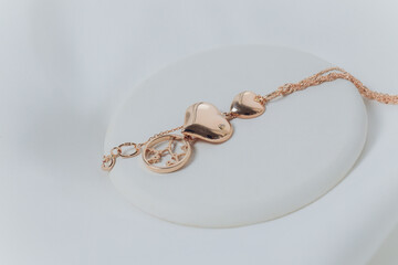 white Gold jewelry for elegant women. close-up.