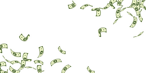 Indian rupee notes falling. Floating INR bills on