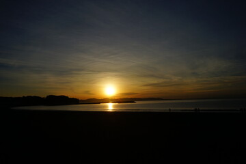 Enoshima beach at dawn in Kanagawa prefecture, Japan - 江ノ島 ビーチ 日の出