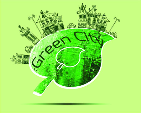 Green city concept illustration Go green city industry sustainable  development with environmental conservation background  CanStock