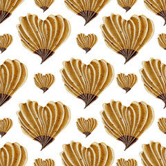 Seamless pattern drawn watercolor sweet dessert biscuit heart with chocolate for delicious food background and bakery menu design, Valentines day, romantic wedding, birthday decor