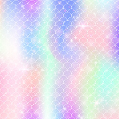 Kawaii mermaid background with princess rainbow scales pattern.