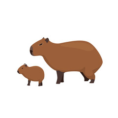 Capybara family Animal flat vector