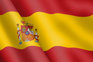 Spain waving flag 3d illustration wind ripple