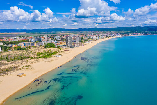 Aerial view of Sunny beach - a popular holiday resort in Bulgaria