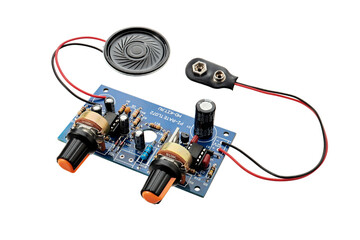 Semiconductor electronic board isometric composition on white bacround