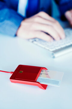 electronic identification in a reader on a desk