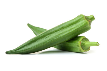 Fresh young okra isolated on white background