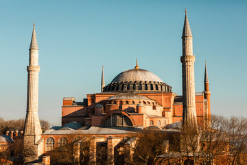 Fototapeta na wymiar Hagia Sophia, a famous sight of Istanbul, sunset view