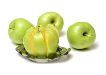 green apples on white background