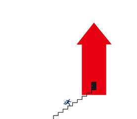 Vector of a business man climbing up steps to career success