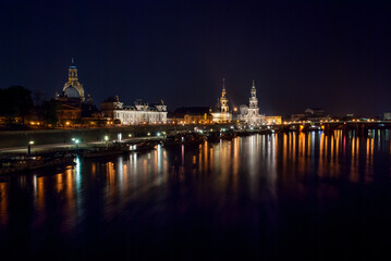 Fototapeta na wymiar Old town panorama view in Dresden Germany from a bridge on Elbe river