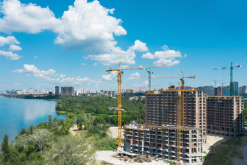 Fototapeta na wymiar Aerial view of buildings construction in city center