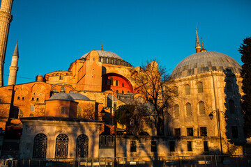 Hagia Sophia, a famous sight of Istanbul, sunset view