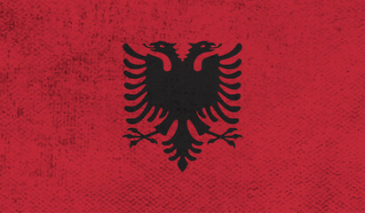 Grunge Albania flag. Albania flag with waving grunge texture.
