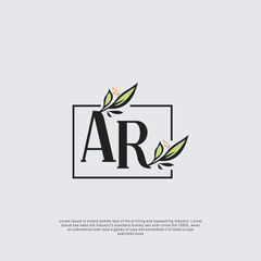 Initial letter AR beauty minimalism logo vector