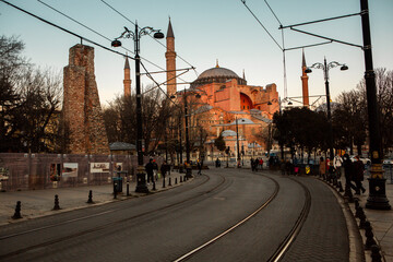 Hagia Sophia, a famous sight of Istanbul, sunset view