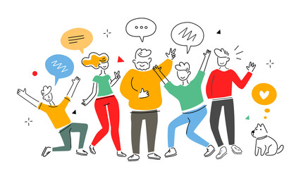 Vector business illustration of communication people team