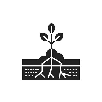 black plant growing roots soil clip art preview