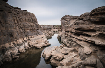 Grand Canyon in the middle of the Mekong River when the dry time in Ubon Ratchathani Province, Thailand