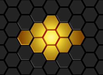 Obraz premium Dark background with hexagons