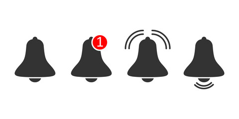 Bell notification icons. Message bell icon. Notification bells icon