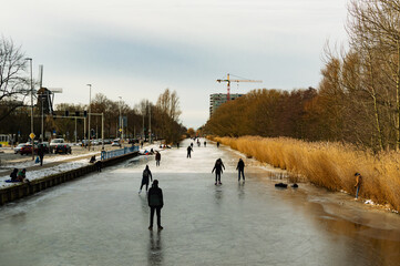 People ice skating in Amsterdam