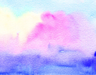 Watercolor abstract  background, hand-painted texture, Watercolor blue, purple and pink stains. Design for backgrounds, wallpapers, covers and packaging.