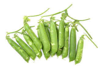 Fresh peas isolated on white background 