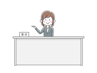 会社の受付をする女性社員のイラスト
