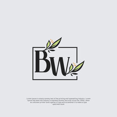 Initial letter BW beauty minimalism logo vector