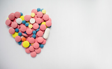 
Heart Made of Pills White Background Copy Space