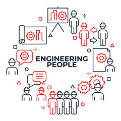 Set of Engineering People icon. People Teamwork Engineering pack symbol template for graphic and web design collection logo vector illustration