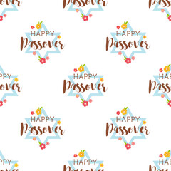 Pesah celebration concept , Jewish Passover holiday seamless pattern. david star with happy passover greeting