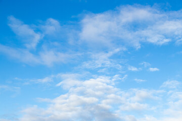 Clear blue color sky with white cloud background