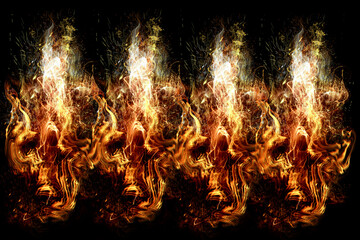 Fototapeta premium fire flames on black