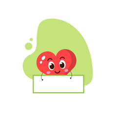 cute heart hold banner.cute vector illustration