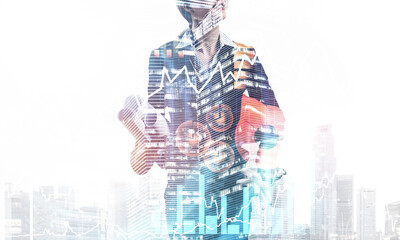 Woman architect with technical blueprints