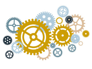 Gear set compilation vector illustration. Teamwork concept.