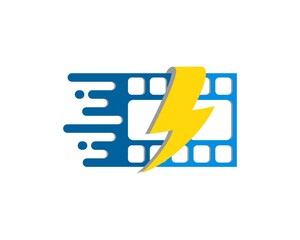 Fototapeta premium Fast reel film with electrical lightning inside