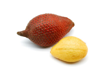 Salacca or zalacca tropical fruit  isolated on white background. Salak fruit