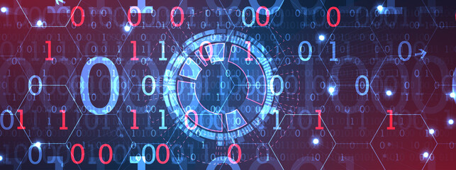 Abstract  technology background.  Numbers of different colors and sizes. Science style.Vector