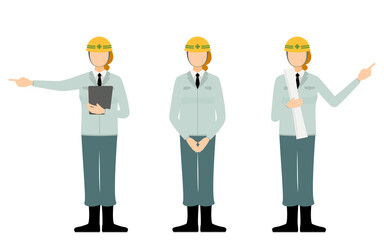 工事現場の監督のポーズセット、シニア女性