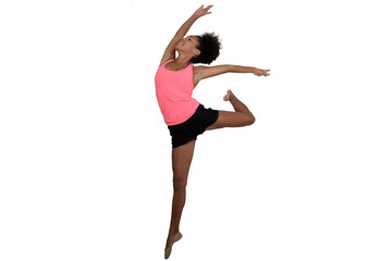 Obraz premium young metis woman training gymnastic rhythmic