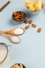 Bake preparation, almonds, flour, sugar