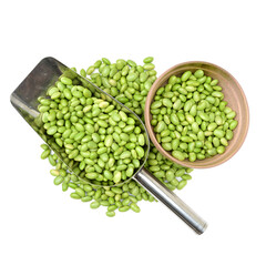 Green soy beans on white background 
