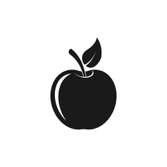 Apple icon, black silhouette of fresh natural fruit. Vector illustration.