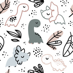 Cute pattern seamless with dinosaur